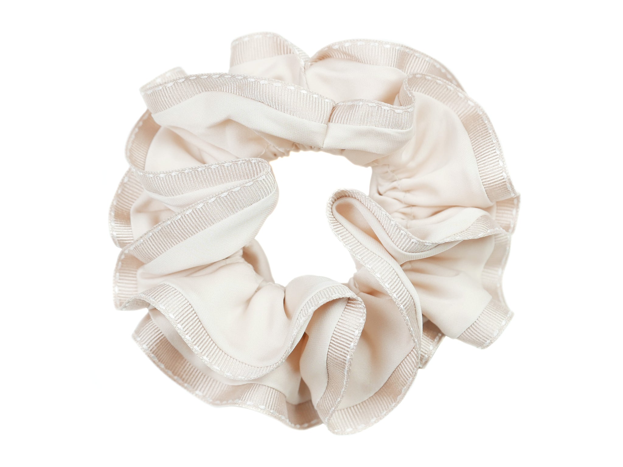 Stitch Edged Luxe Scrunchie - Ivory-Bone