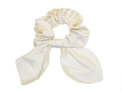 Satin Knot Tie Scrunchie - Ivory