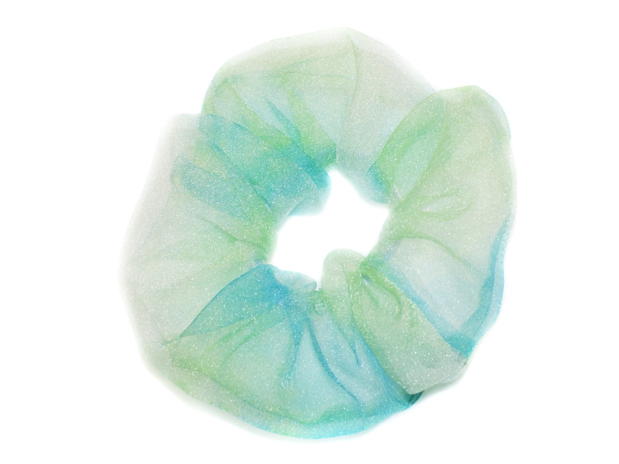 Tie Dye Organza Oversize Scrunchie - Green