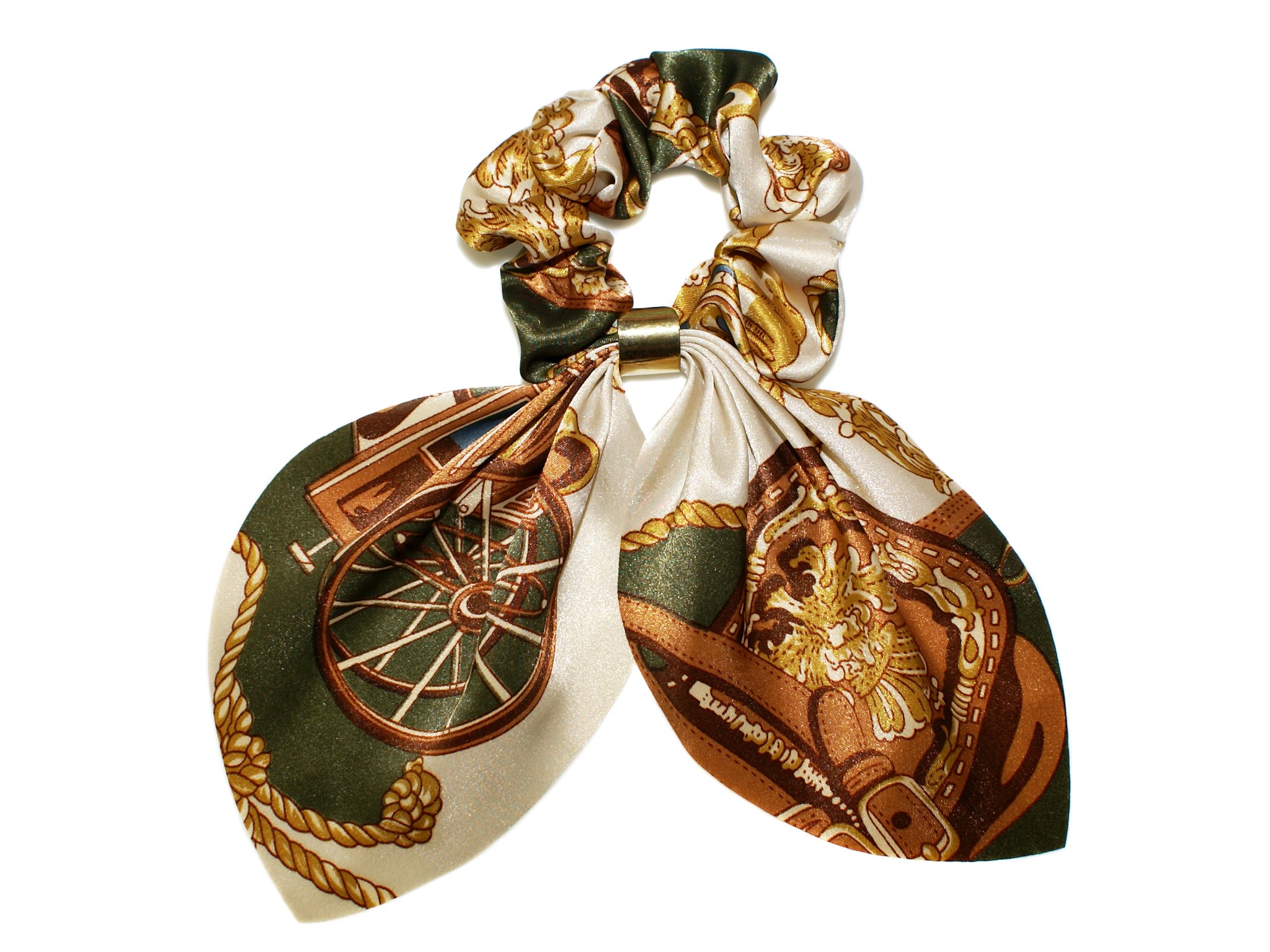 Treviso Gold Ring Scrunchie - Gold/Olive