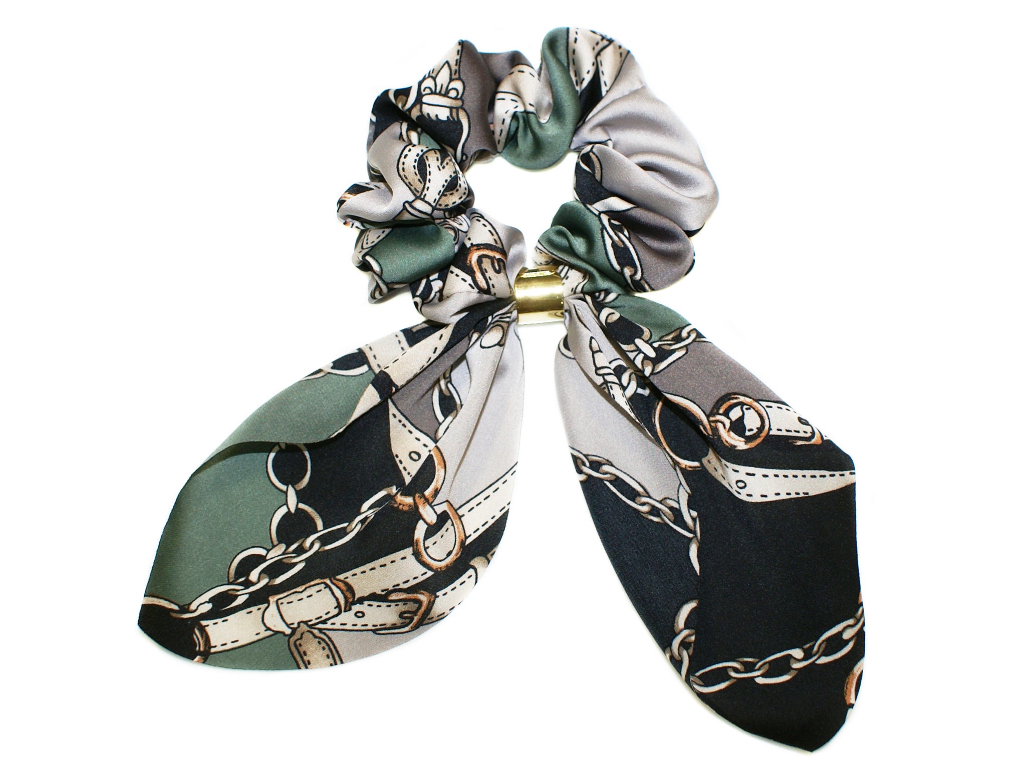 Treviso Gold Ring Scrunchie - Grey-Sage