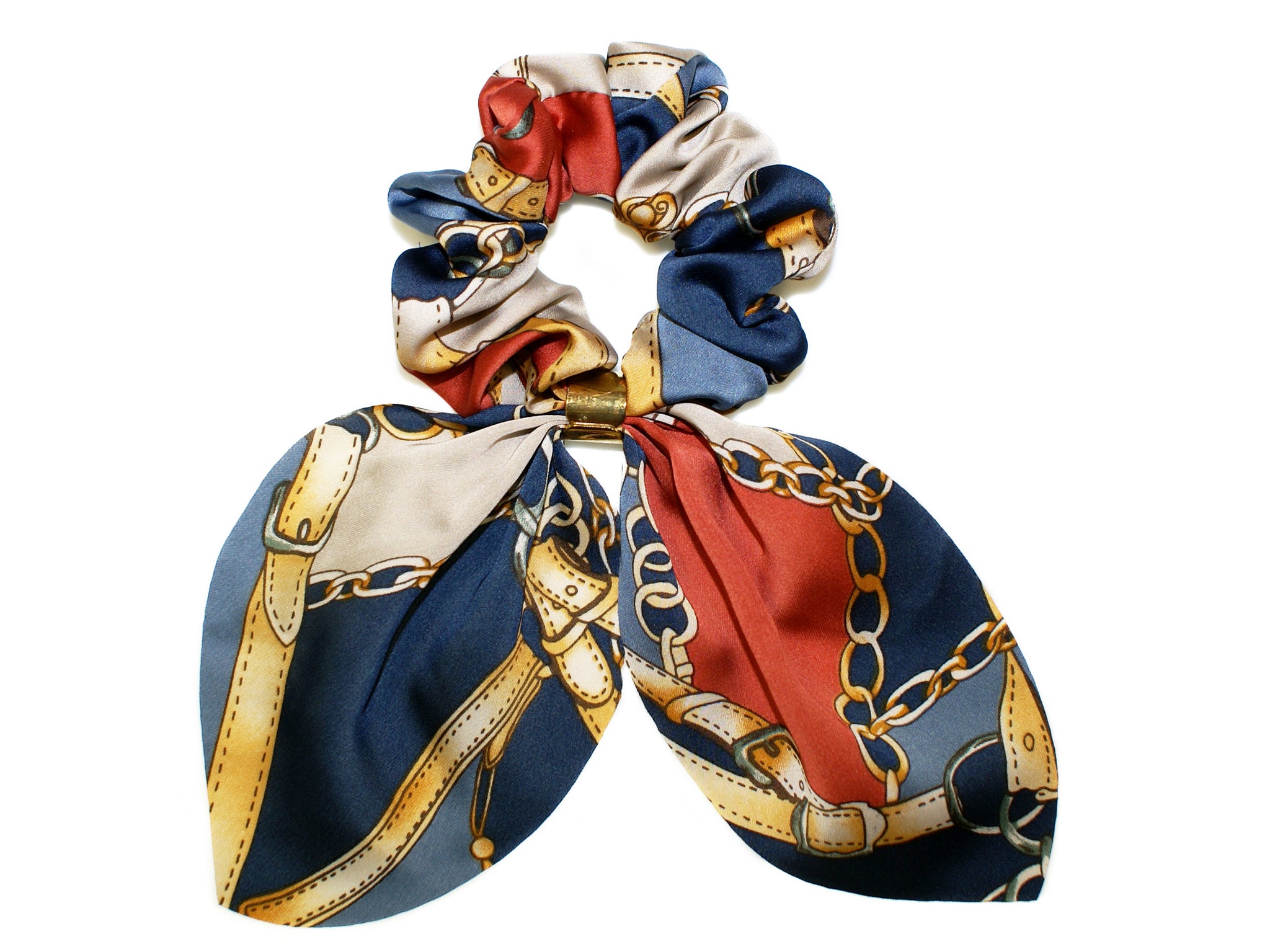 Treviso Gold Ring Scrunchie - Navy/Rust