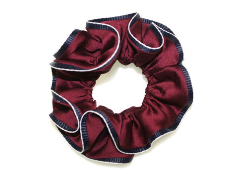 Clarice Edged Luxe Scrunchie - Burgundy-Navy