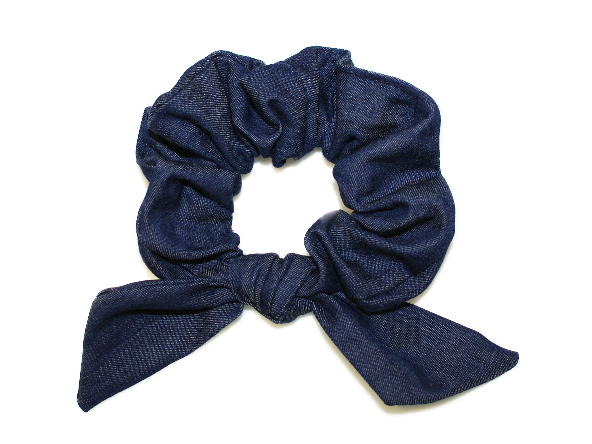 Denim Tie Bow Scrunchie - Indigo