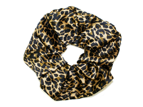 Leopard Satin Oversize Scrunchie - Leopard