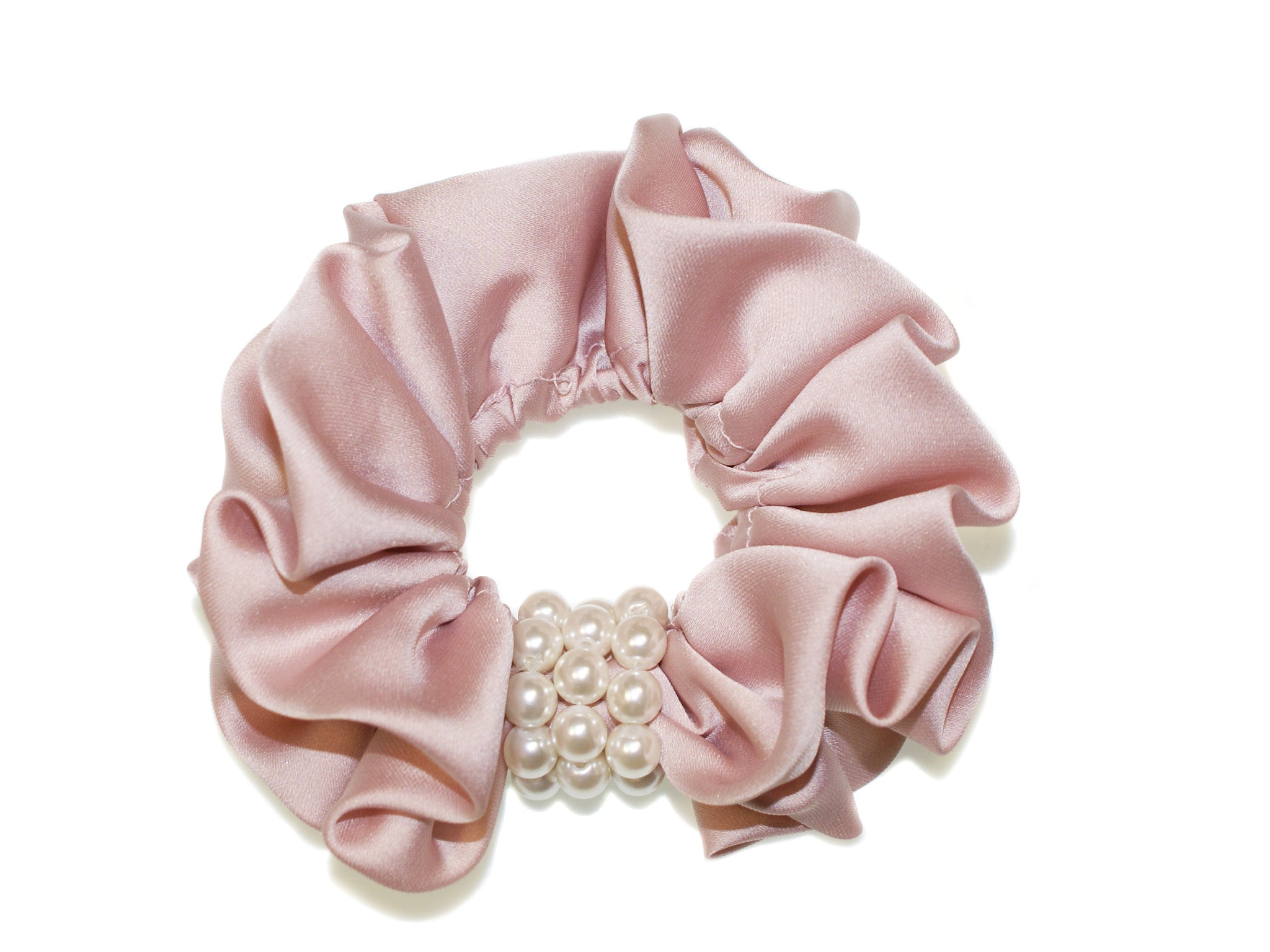 Pearl Satin Luxe Scrunchie - Blush