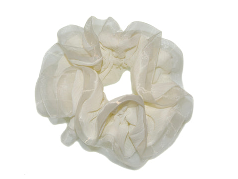 Tulle Edged Luxe Scrunchie - Ivory