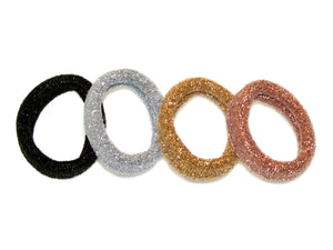 Metallic Glitter Elastics 4 Pack - Black/Gold/Silver/Rose Gold