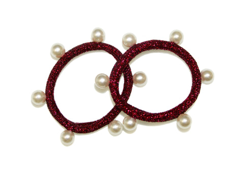 Lurex Pearl Elastics - Berry