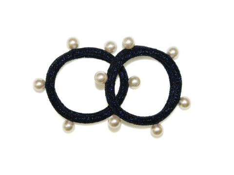 Lurex Pearl Elastics - Navy