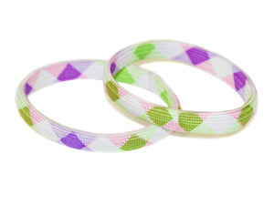 Check Seamless Hair Elastics - Green/Lilac