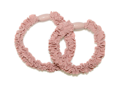 Ruffled Thick Elastics Pair - Blush