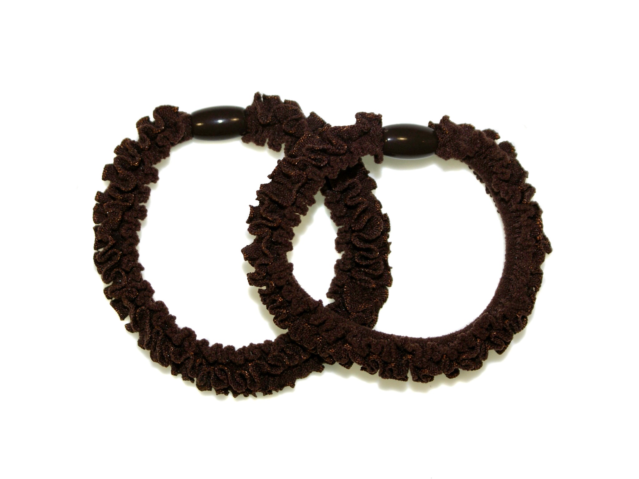 Ruffled Thick Elastics Pair - Brown