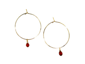 Garnet Hoop Earrings