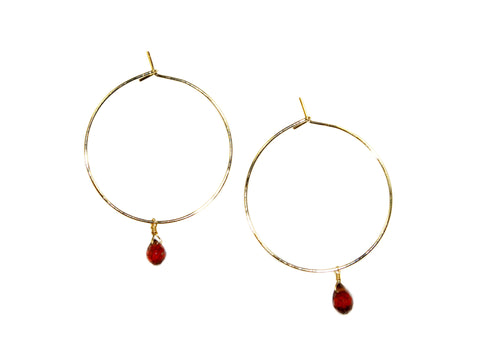 Garnet Hoop Earrings