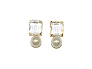 Diana Pearl + Glass Studs - Crystal