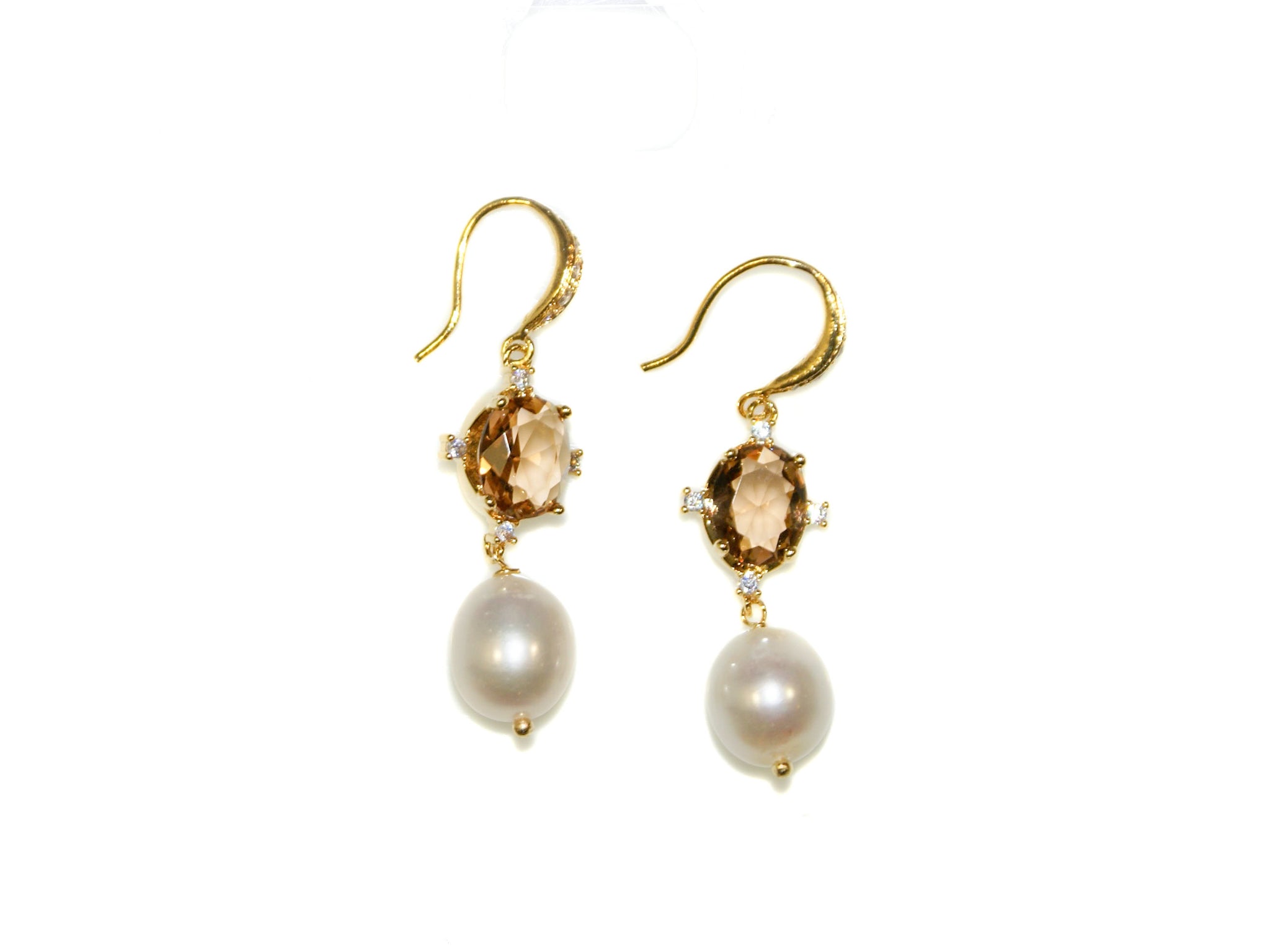 Zara Pearl + Glass Drop Earrings - Topaz