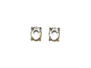 Oval Glass Studs - Crystal