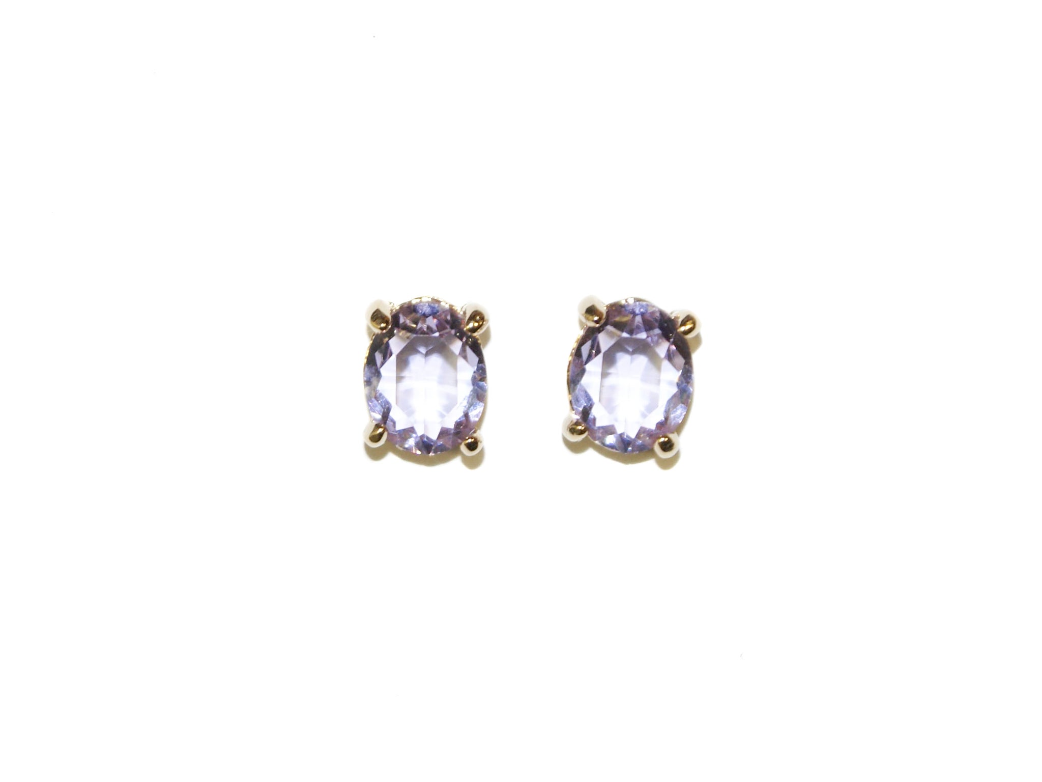 Oval Glass Studs - Lilac