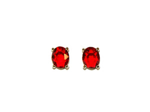 Oval Glass Studs - Ruby