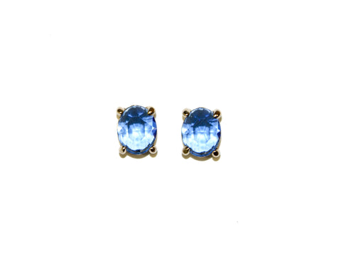 Oval Glass Studs - Sapphire