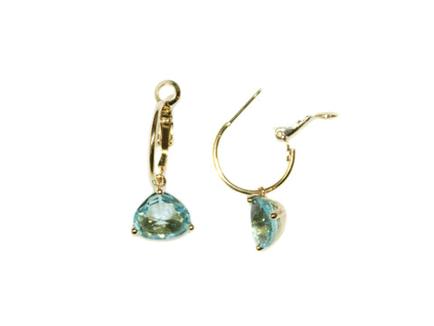 Glass Drop Hoop Earrings - Aquamarine