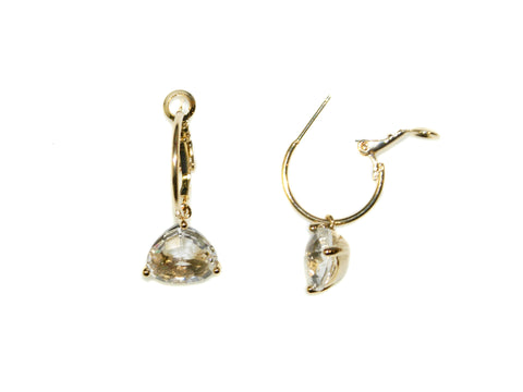 Glass Drop Hoop Earrings - Crystal