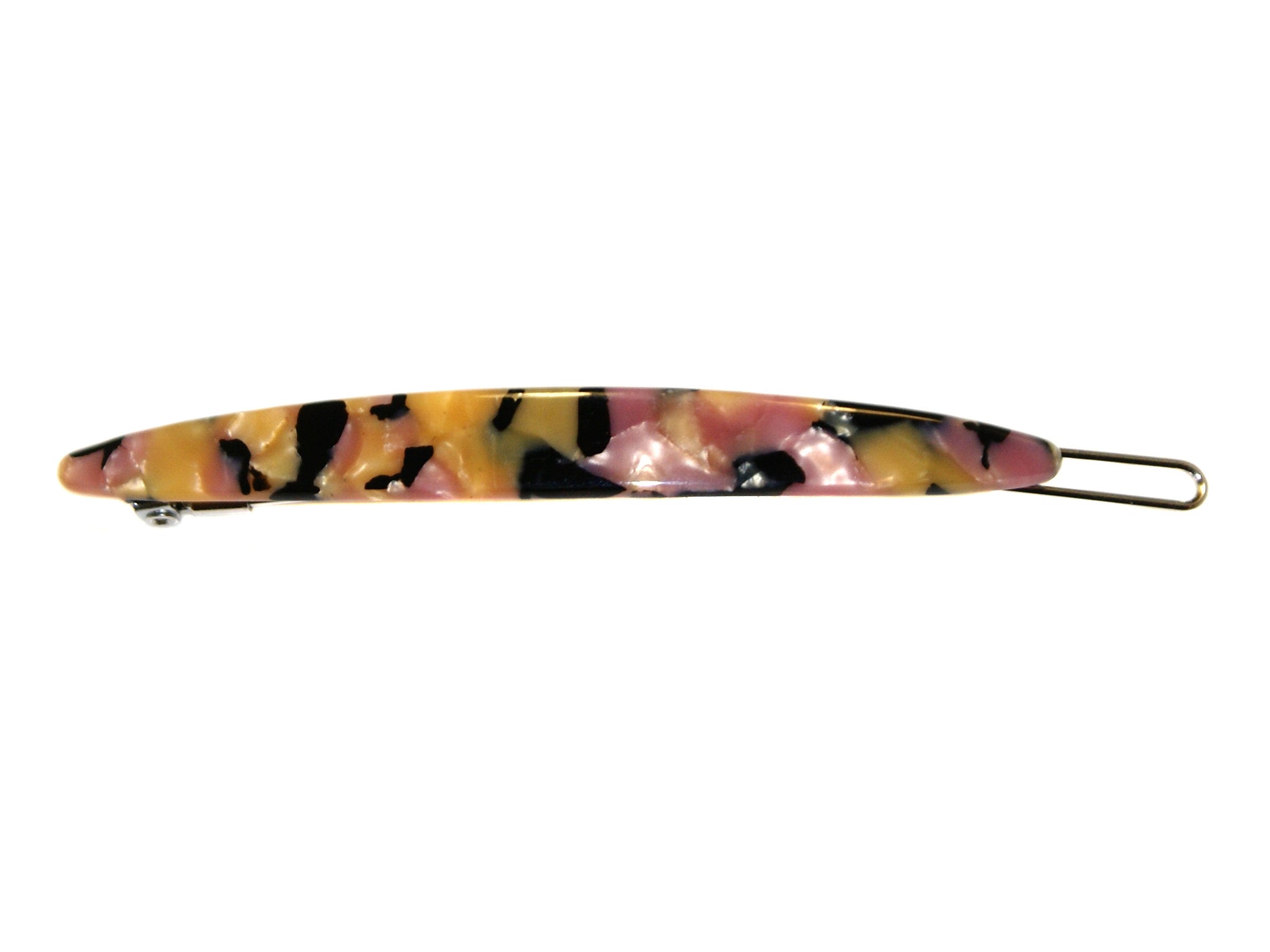 Acetate Spear Clip - Pink-Mustard Marble