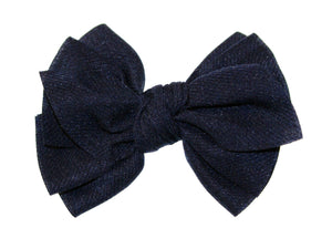Knotted Bow Clip - Navy