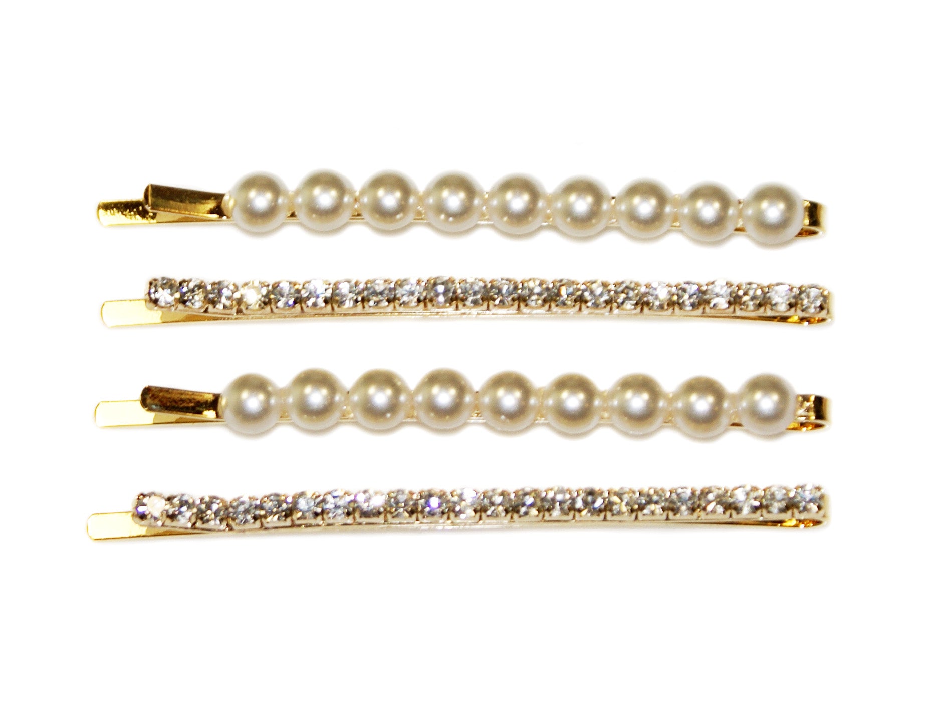 Diamante & Pearl 4 Slide Set - Gold-Crystal-Pearl