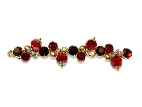 Victoria Stone Barrette - Gold-Scarlet