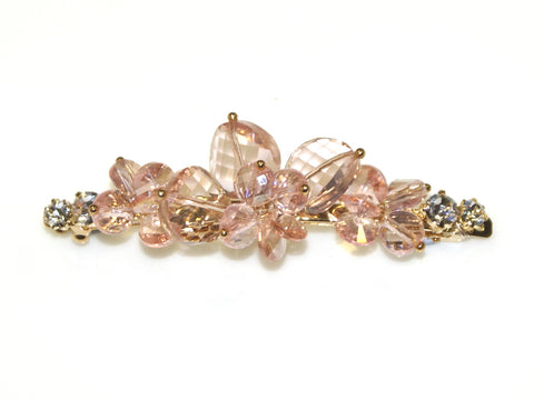 Crystal Flower Barrette - Pink