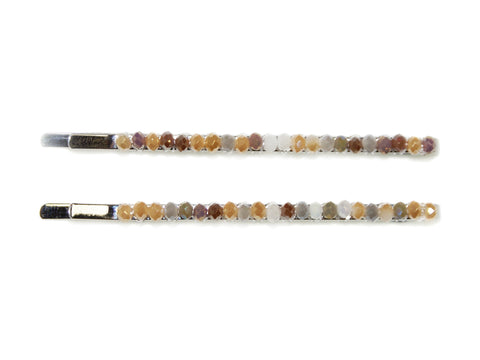 Beaded Slides - Natural/Silver