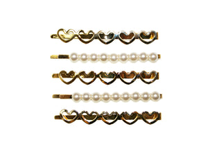 Pearl and Hearts 5 Slide Set - Gold/Pearl