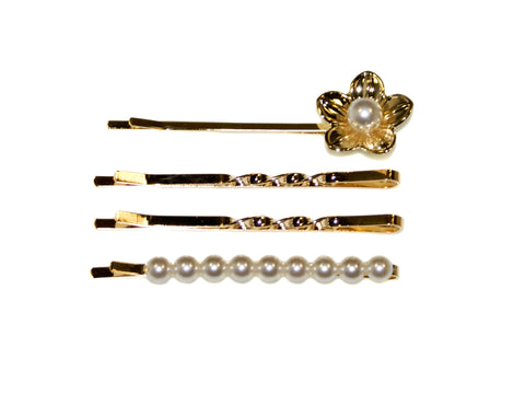 Pearl Flower Slide Set - Pearl-Gold