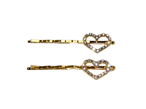 Diamante Heart Slides Pair - Gold/Crystal