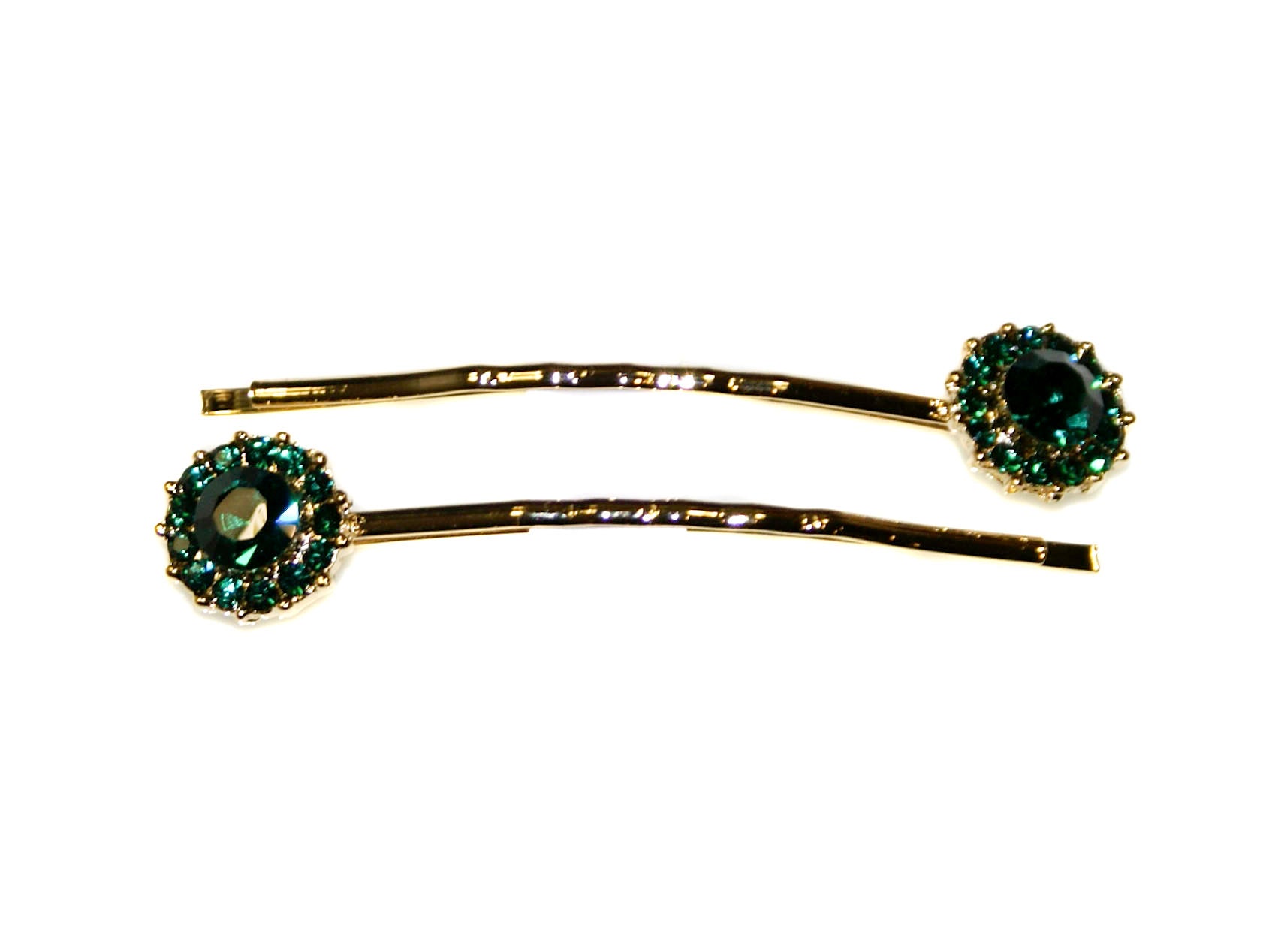 Diamante Rosette Slides Pair - Emerald