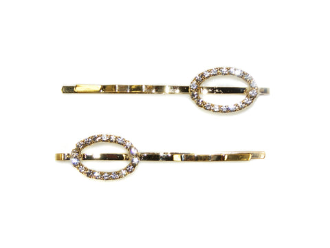 Diamante Oval Slides Pair - Gold/Clear