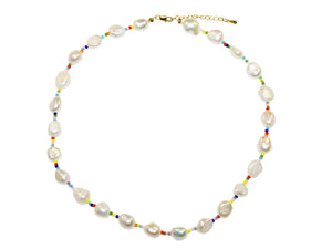 Freshwater Large Pearl & Candy Bead Necklace - Pearl/Multi