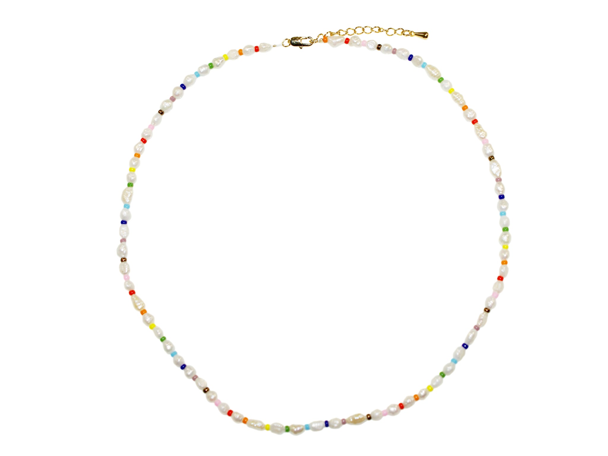 Freshwater Small Pearl & Candy Bead Necklace - Pearl/Multi