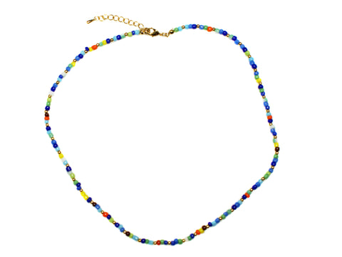 Gold & Small Bead Necklace - Gold/Multi