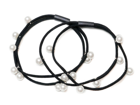 Pearl 2 Line Ponytails - Black-Pearl